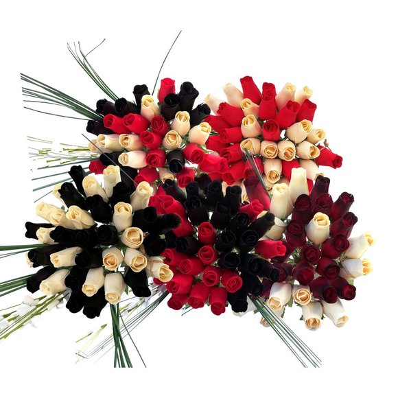 2 Dozen Black and Red Wooden Rose Flower Bouquet. The Original Wooden Rose - Picture 8 of 8